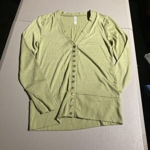 Zenana Outfitters Light Green Lightweight Snap Button Cardigan Sweater Spring L